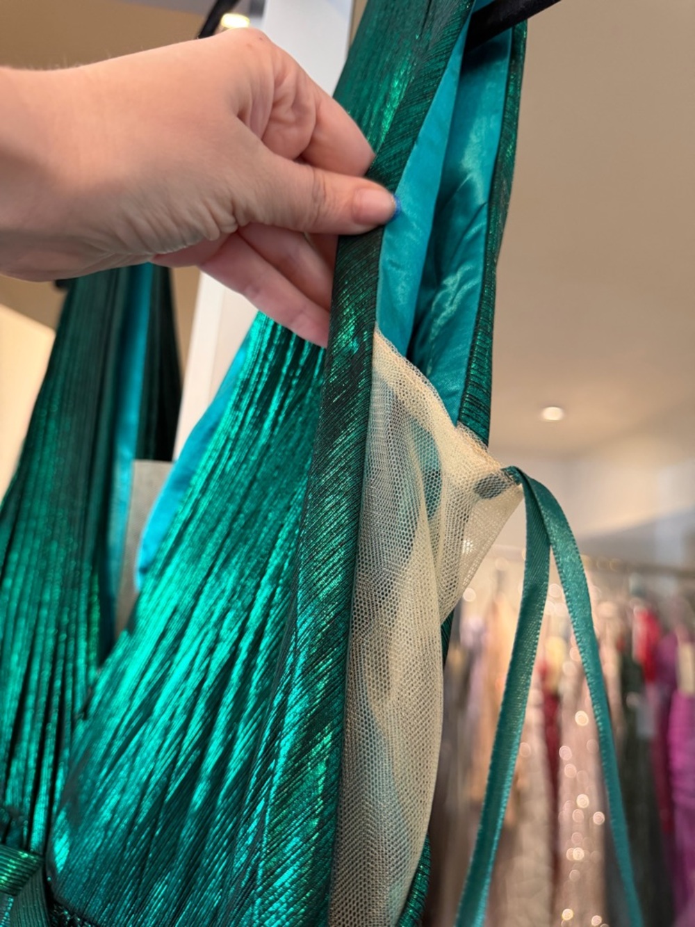 Pol Atteu Designer Gown Size 8 Emerald Green Pleated Formal Evening Dress Prom - Picture 11 of 14